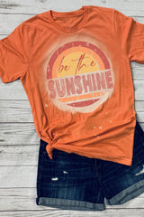 Orange Be The Sunshine Graphic Crewneck T Shirt Orange 95%Polyester+5%Elastane Graphic Tees JT's Designer Fashion