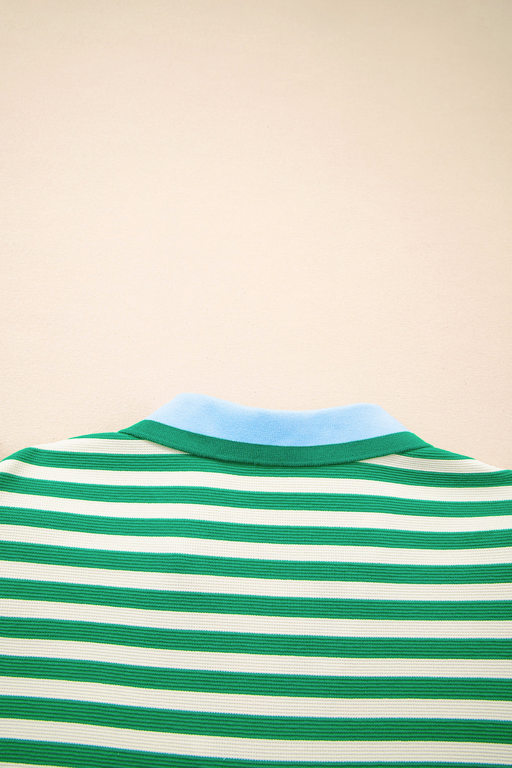 Green Stripe Print Contrast Collar Split Neck Flutter Sleeve Short Dress Mini Dresses JT's Designer Fashion
