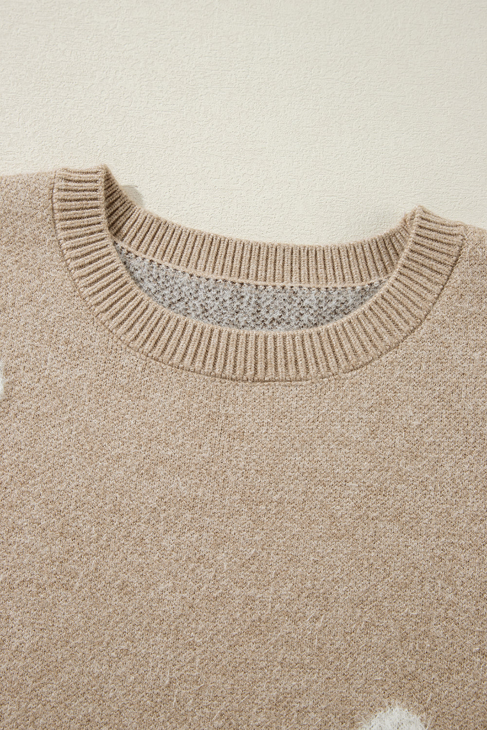 Parchment Flower Pattern Ribbed Trim Crew Neck Sweater Sweaters JT's Designer Fashion