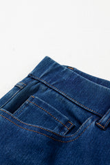 Ashleigh Blue Multiple Pockets Straight Leg Washed Stretchy Knit Casual Jeans Jeans JT's Designer Fashion