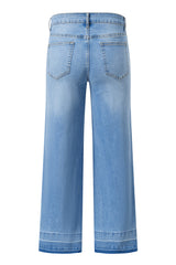Dusk Blue Raw Hem Straight Leg Loose High Waist Jeans Jeans JT's Designer Fashion