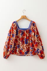 Multicolour Floral Print Square Neck Backless Loose Fit Blouse Blouses & Shirts JT's Designer Fashion