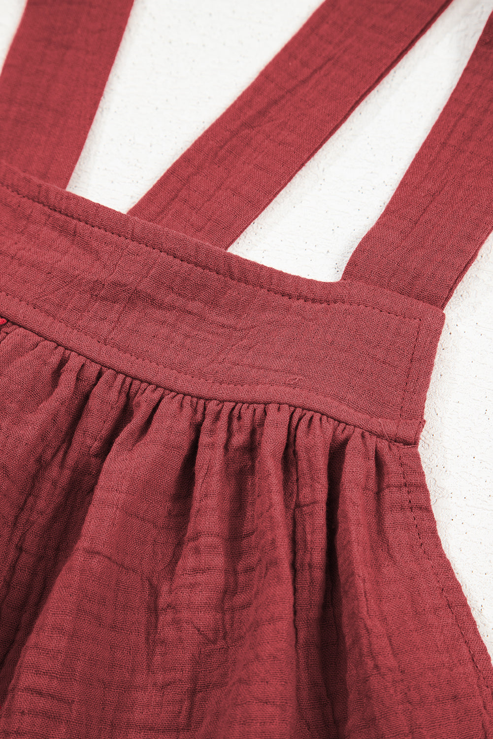 Red Clay Knotted Back Strap Cotton Bib Jumpsuit Jumpsuits & Rompers JT's Designer Fashion