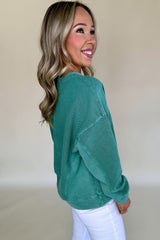 Skobeloff Solid Color Notched Neck Drop Shoulder Sweatshirt Sweatshirts & Hoodies JT's Designer Fashion