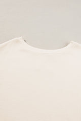White Waffle Knit Bishop Sleeve Split Oversized Sweatshirt Sweatshirts & Hoodies JT's Designer Fashion