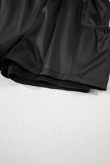 Black Elastic High Waist Pocketed Casual Shorts Casual Shorts JT's Designer Fashion