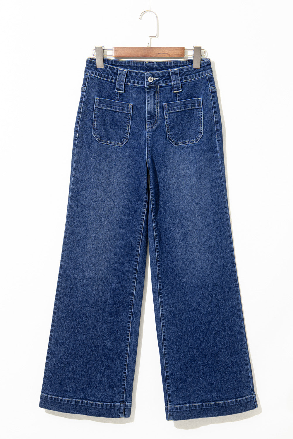 Sail Blue Wide Leg Pocketed High Waist Jeans Jeans JT's Designer Fashion