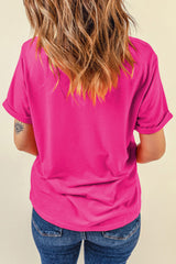 Rose Red Easter Eggs Patched Crew Neck Graphic Tee Graphic Tees JT's Designer Fashion