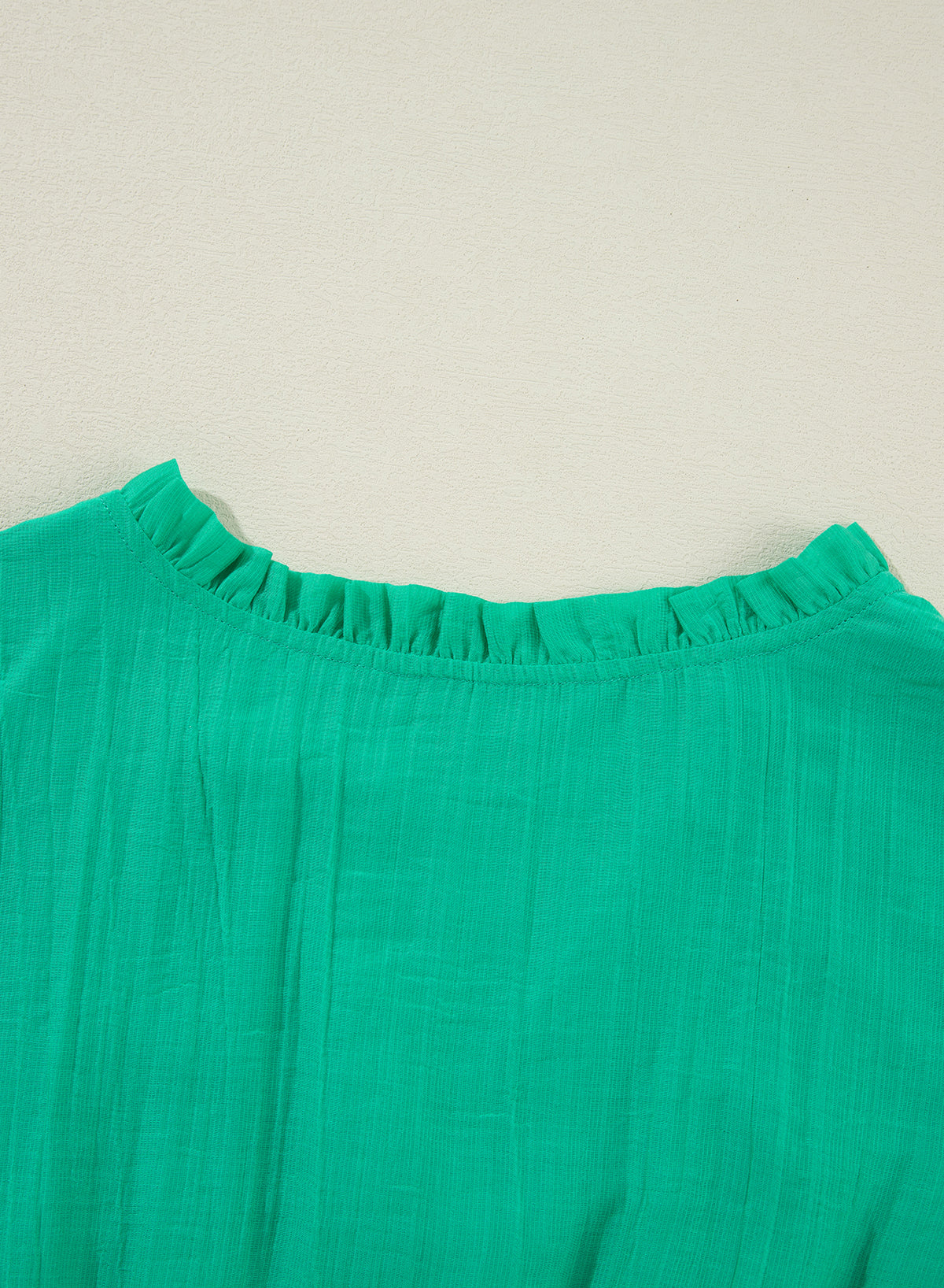 Sea Green Frilly V Neck Puff Sleeve Drawstring Shift Mini Dress Mini Dresses JT's Designer Fashion