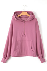 Valerian Fleece Lined Half Zipper Kangaroo Pockets Loose Hoodie Sweatshirts & Hoodies JT's Designer Fashion