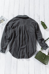 Gray Turn Down Collar Buttoned Shirt Jacket Jackets JT's Designer Fashion