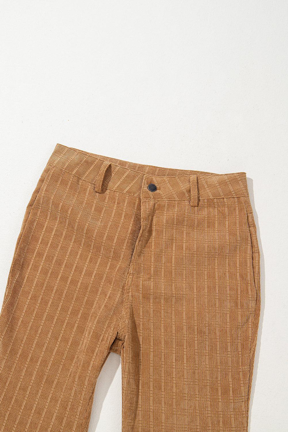 Grapefruit Orange Checkered Corduroy Flare High Waist Pants Pants & Culotte JT's Designer Fashion