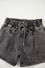High-rise Drawstring High Waist Casual Denim Shorts with Pockets Denim Shorts JT's Designer Fashion