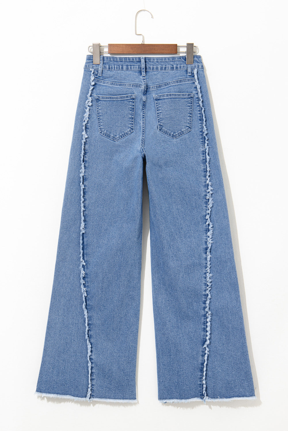 Beau Blue Vintage Stitching Raw Hem Flared Jeans Jeans JT's Designer Fashion