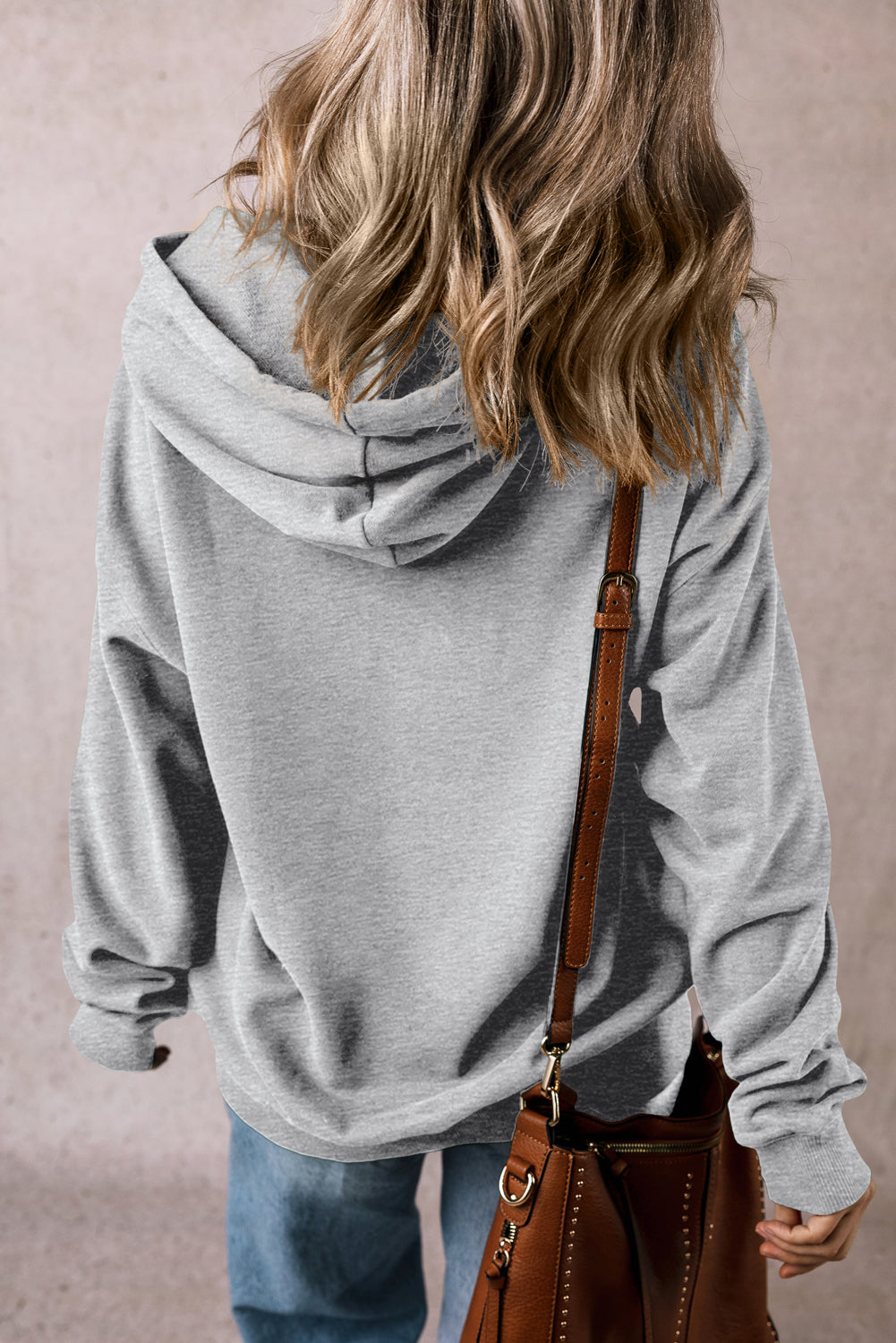 Light Grey Fleece Lined Kangaroo Pocket Drawstring Chunky Hoodie Sweatshirts & Hoodies JT's Designer Fashion