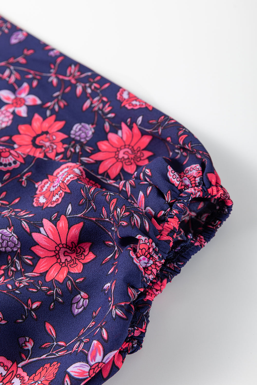 Purple Floral Half Sleeve Split Neck Blouse Top Blouses & Shirts JT's Designer Fashion