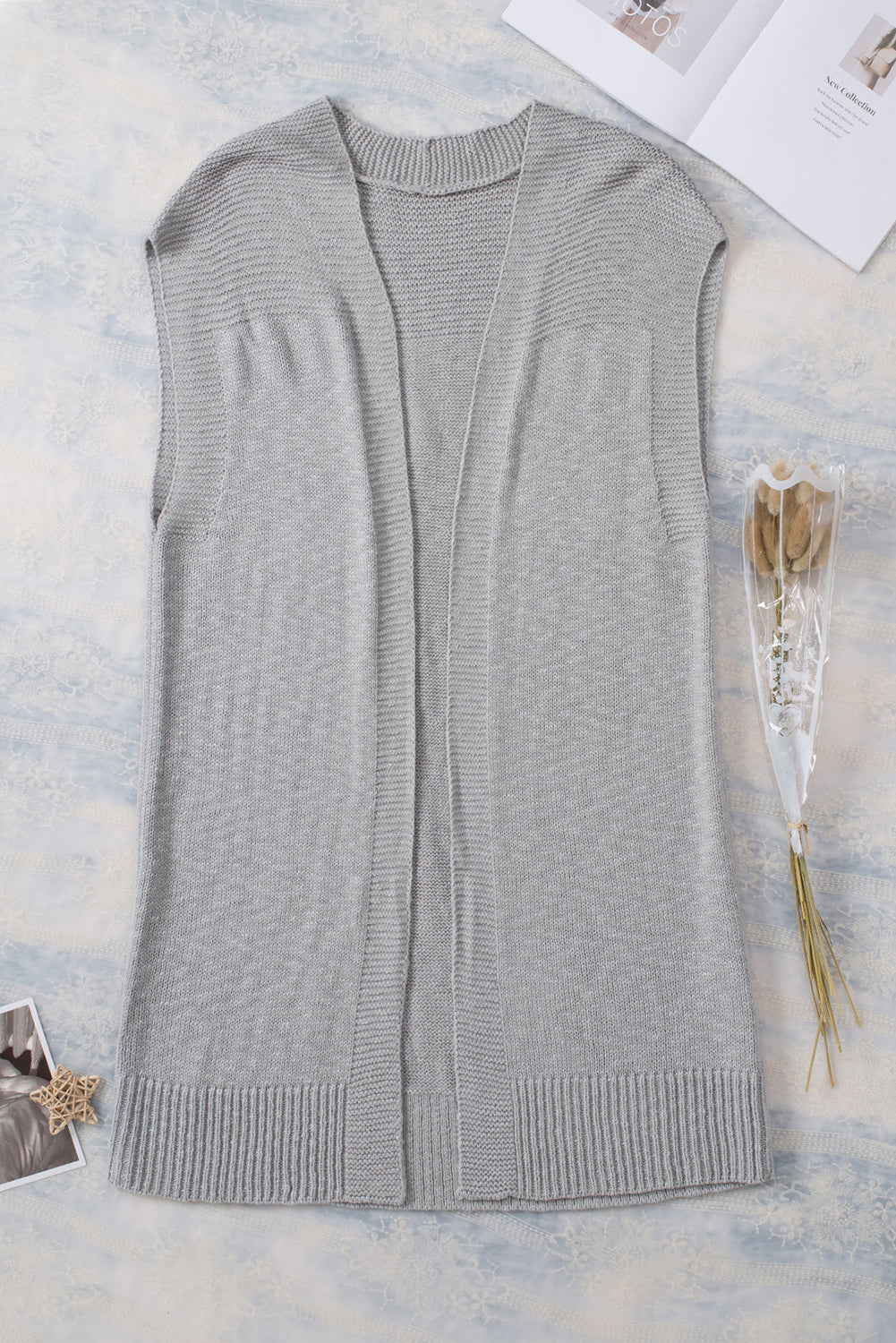 Gray Basic Vest Cardigan Sweater Sweaters & Cardigans JT's Designer Fashion