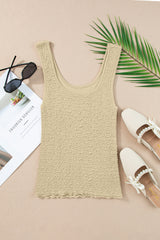 Apricot Textured U Neck Slim Fit Tank Top Sweaters & Cardigans JT's Designer Fashion