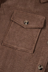 Chestnut Corduroy Flap Pocket Button Up Shacket Jackets JT's Designer Fashion