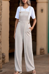 Tied Wide Leg Overalls with Pockets Dust Storm JT's Designer Fashion