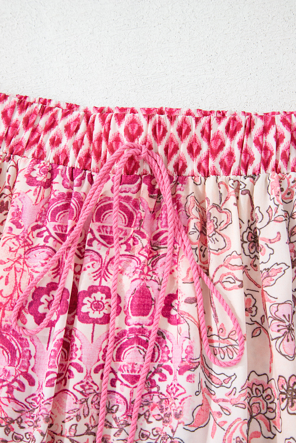 Red Boho Pattern Print Tassel Drawstring High Waist Maxi Dress Skirts & Petticoat JT's Designer Fashion