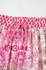 Red Boho Pattern Print Tassel Drawstring High Waist Maxi Dress Skirts & Petticoat JT's Designer Fashion