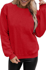 Red Solid Color Crewneck Pullover Sweatshirt Sweatshirts & Hoodies JT's Designer Fashion