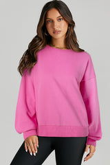 Bonbon Solid O Neck High Low Hem Pullover Sweatshirt Sweatshirts & Hoodies JT's Designer Fashion