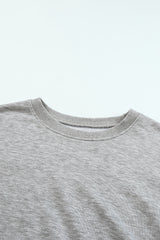 Gray Plain Crew Neck Pullover Sweatshirt Sweatshirts & Hoodies JT's Designer Fashion