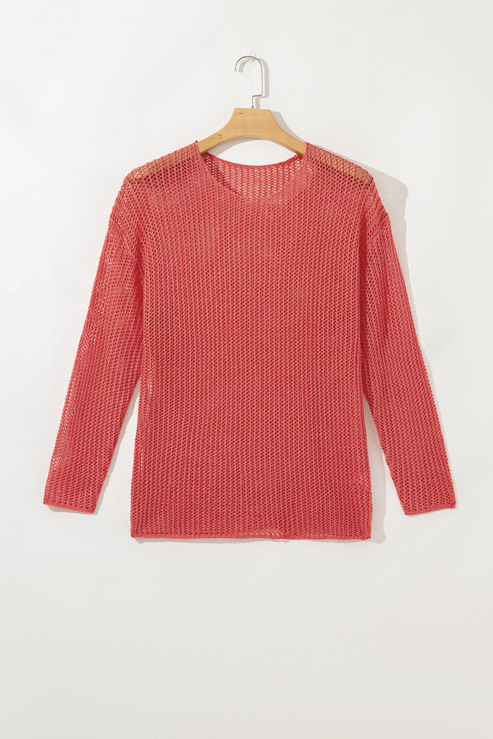 Coral Crochet Hollow-out Jumper Top Sweater Sweaters JT's Designer Fashion