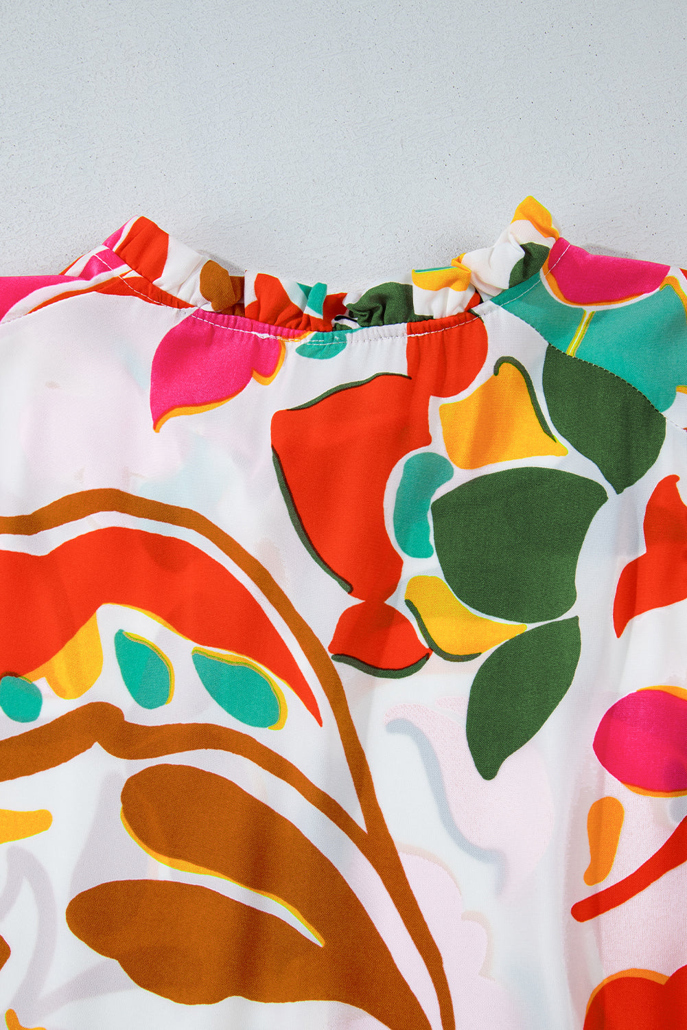 Orange Floral Print Drawstring V Neck Tiered Plus Size Dress Plus Size Maxi Dresses JT's Designer Fashion