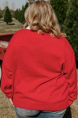 Fiery Red Merry Graphic Christmas Plus Size Sweater Plus Size Sweaters & Cardigans JT's Designer Fashion