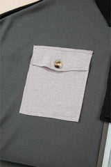 Gray Colorblock Ribbed Collared Oversized Sweatshirt Sweatshirts & Hoodies JT's Designer Fashion