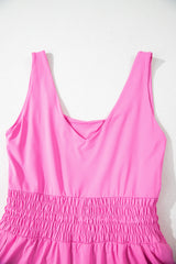 Sachet Pink Plain Sleeveless Loop Drawstring Cinched Waist Romper Jumpsuits & Rompers JT's Designer Fashion
