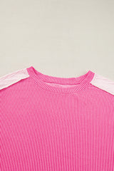 Bonbon Cable Knit Colorblock Exposed Seam Sweatshirt Sweatshirts & Hoodies JT's Designer Fashion