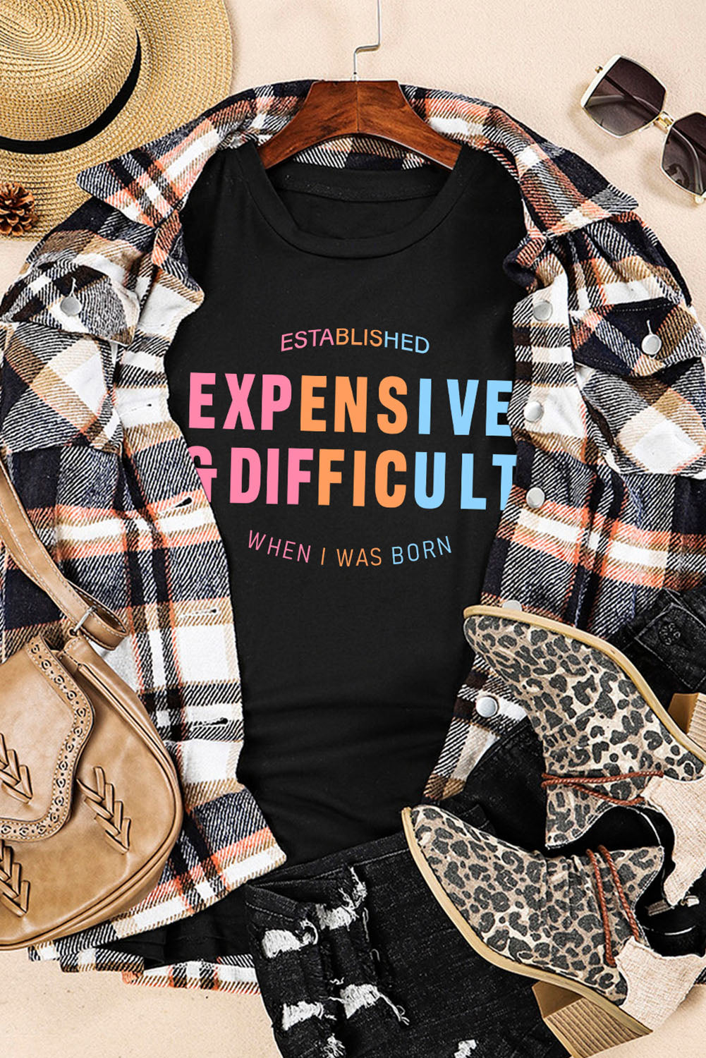Black EXPENSIVE&DIFFICULT Graphic Tee Graphic Tees JT's Designer Fashion