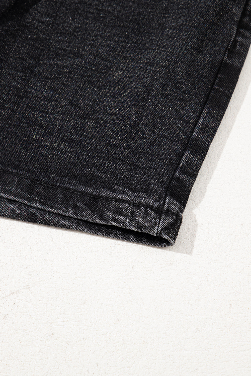 Black Drawstring High Waist Casual Denim Shorts with Pockets Denim Shorts JT's Designer Fashion