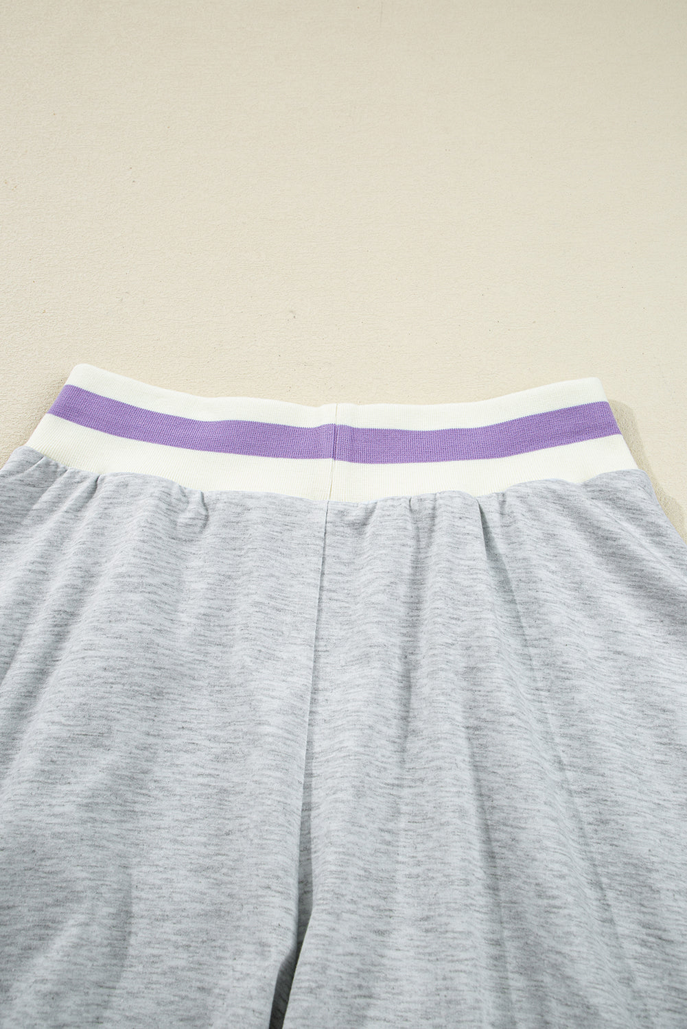 Light Grey Contrast Striped Bands Cropped Pullover and Athletic Short Set Short Sets JT's Designer Fashion