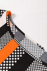 Orange Polka Dot Vertical Striped Printed Puff Sleeve Blouse Blouses & Shirts JT's Designer Fashion