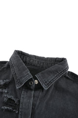 Black Ripped Denim Jacket Denim Jackets JT's Designer Fashion