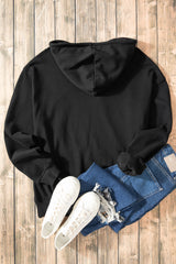 Black Fleece Lined Kangaroo Pocket Drawstring Chunky Hoodie Sweatshirts & Hoodies JT's Designer Fashion