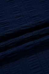 Dirty blue Textured Square Neck Top and Shirred High Waist Shorts Set Short Sets JT's Designer Fashion