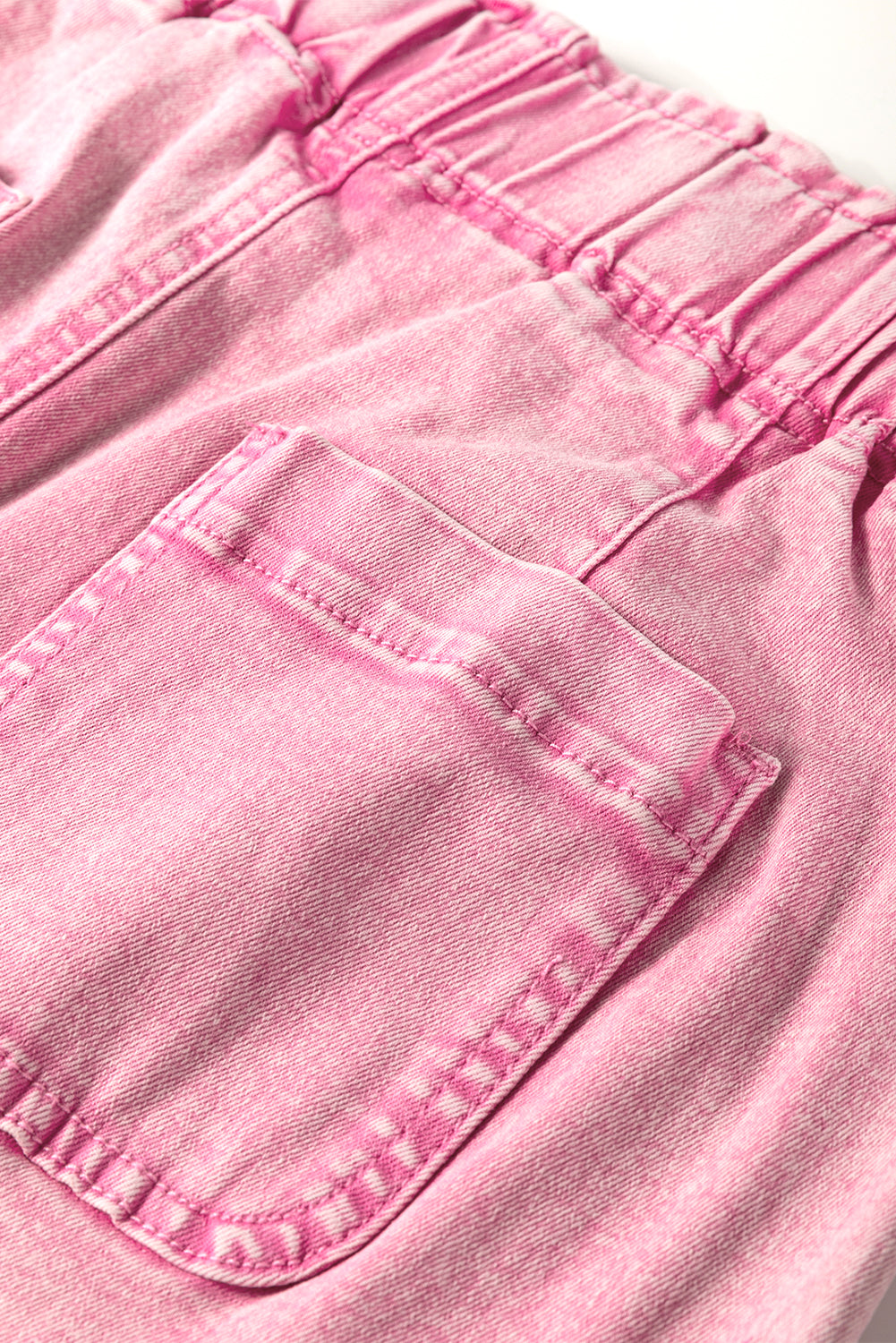 Strawberry Pink Elastic High Waisted Denim Shorts Denim Shorts JT's Designer Fashion