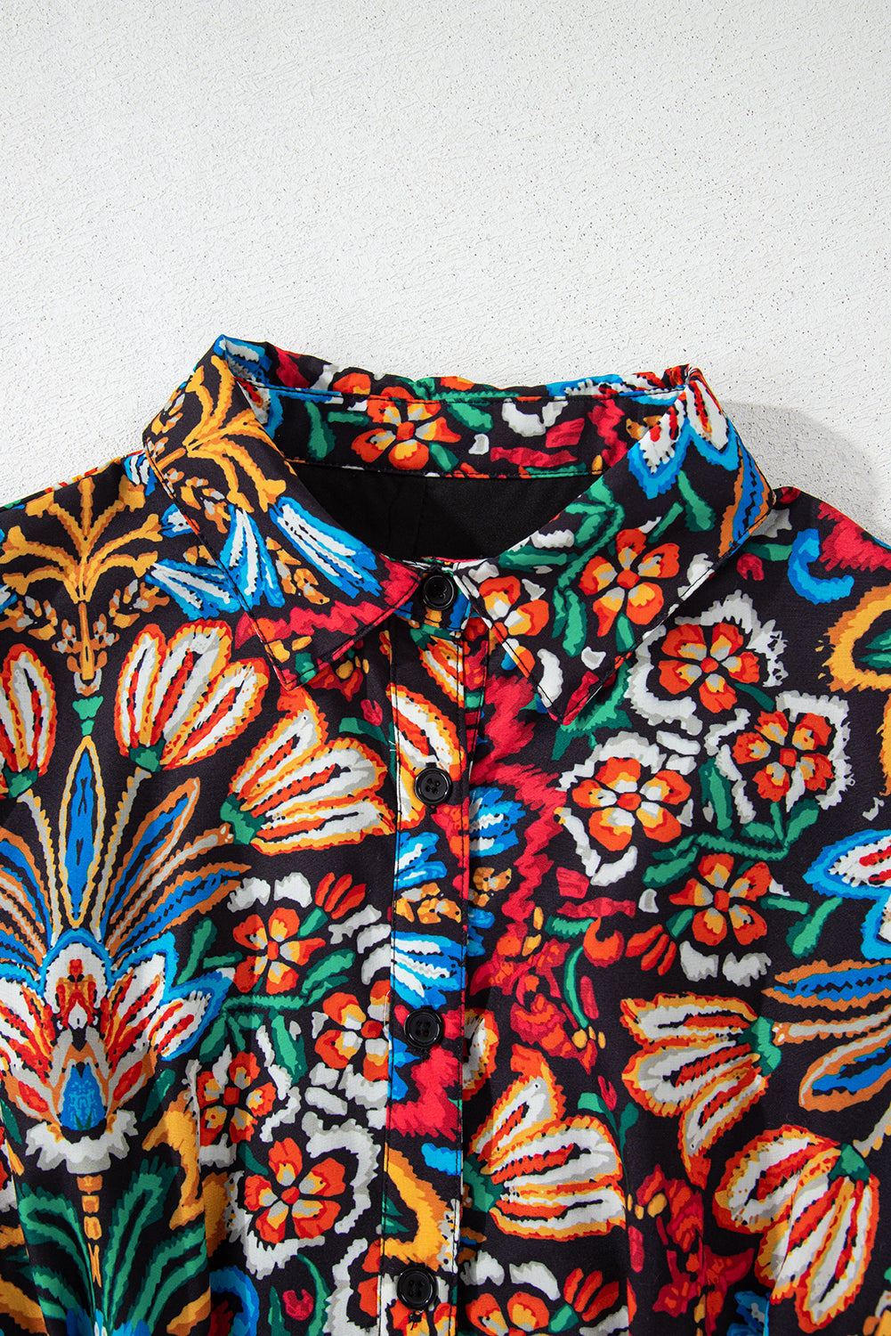 Multicolour Floral Puff Short Sleeve Shirt Mini Dress Mini Dresses JT's Designer Fashion