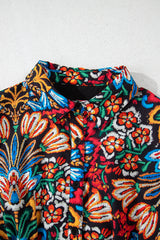 Multicolour Floral Puff Short Sleeve Shirt Mini Dress Mini Dresses JT's Designer Fashion