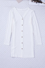 White Solid Color Open-Front Buttons Cardigan Sweaters & Cardigans JT's Designer Fashion