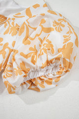 Apricot Floral Print Puff Short Sleeve Resort Plus Size Maxi Dress Plus Size Maxi Dresses JT's Designer Fashion