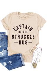 Khaki Captain of The Struggle Bus Graphic T-shirt Graphic Tees JT's Designer Fashion