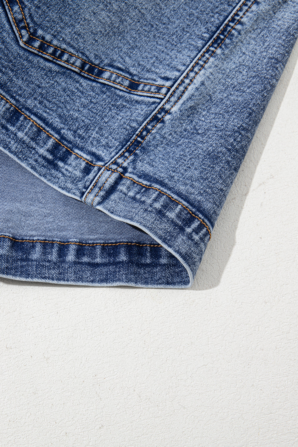 Dusk Blue Sleeveless U Neck Patched Pocket Denim Romper Jumpsuits & Rompers JT's Designer Fashion