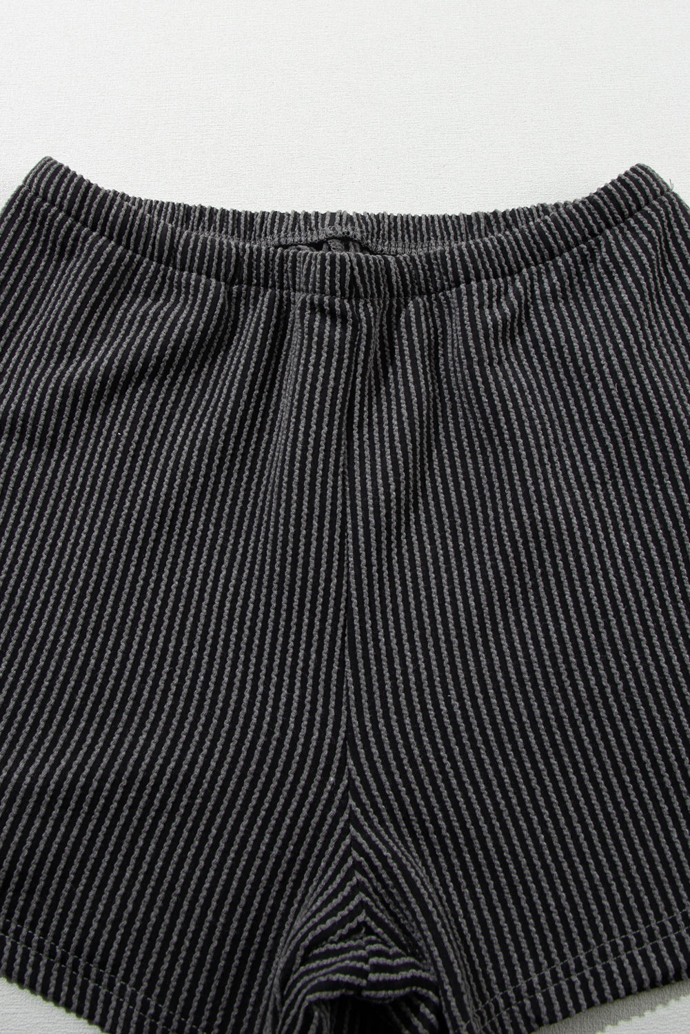 Carbon Grey Ribbed Textured Knit Loose Fit Tee and Shorts Set Short Sets JT's Designer Fashion